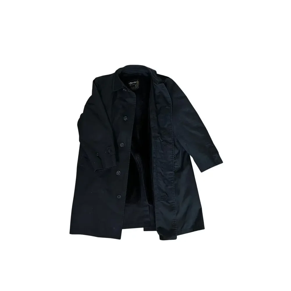 London Fog Maincoats Trench Coat Mens Black 48R Classic Raincoat Overcoat
